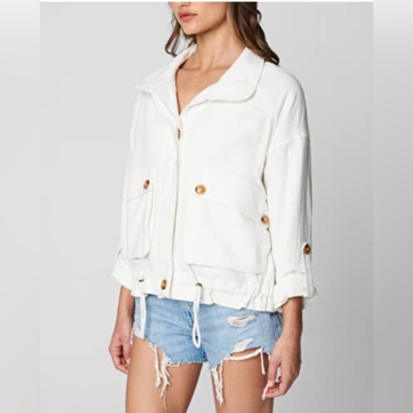 BlankNYC White Cotton & Linen Utility Jacket - Picture 4 of 14